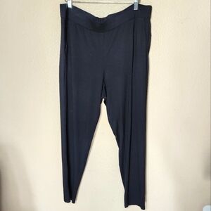Eileen Fisher Rayon/Lycra Blend Black Tapered Leg Pants w/Pockets-Size L